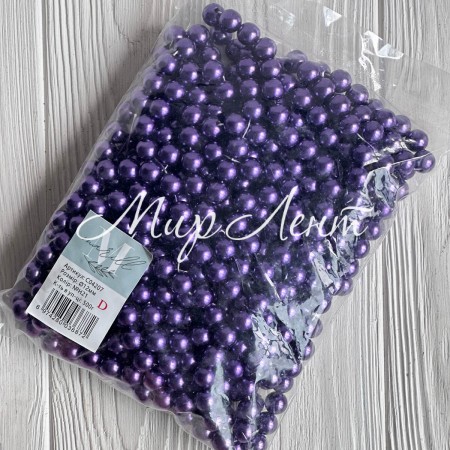 Жемчуг на нитці Vip, 12 мм, темно-фіолетовий, упаковка 500 г