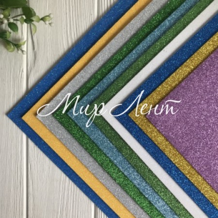 Фоамиран с глиттером, 2 мм, цветной микс, 50х50 см, упаковка 10 шт.