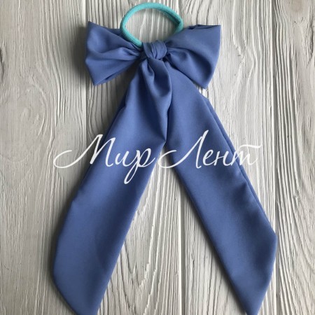 Резинка Твилли с узким бантом однотонная, 30 см, небесно-голубой, шт.