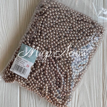 Жемчуг на нити Vip, 8 мм, кофейно-серый, упаковка 500 г