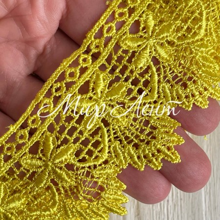 Кружево макраме Моніка, 5 см, жовте, рулон 9 м