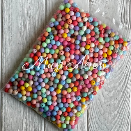 Бусина акриловая матовая, 10 мм, цветной микс, упаковка 500 г