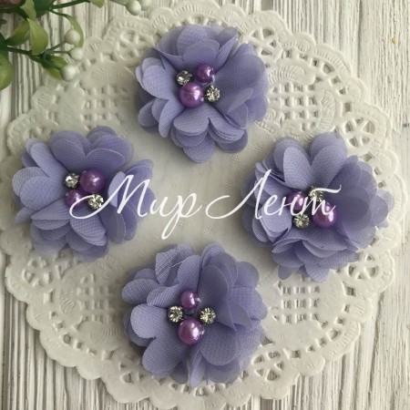 Шифоновый цветок, 4,5 см, лилово-голубой, упаковка 20 шт.
