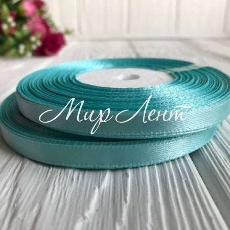 Атлас 0,6 см, лазурний, рулон 33 м