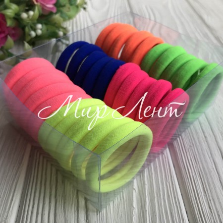 Набор резинок велюрчик, 4 см, оранжево-сине-розовый, упаковка 30 шт.