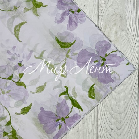 Папір тішью з квітковим принтом (J00395), 50х68 см, ліловий, упаковка 20 шт.