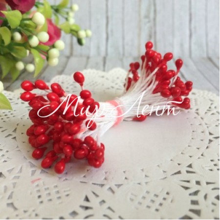 Тичинки маленькі, 2 мм, червоні, пучок 1800 шт.