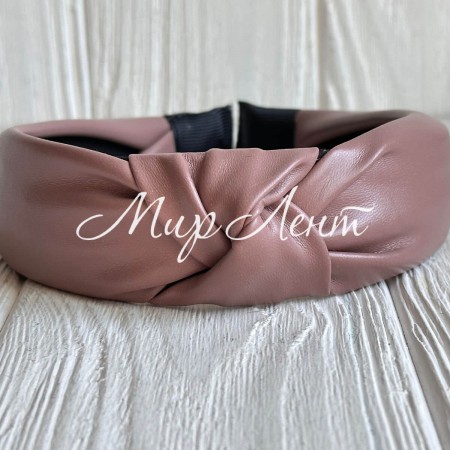 Обруч чалма из экокожи однотонный, 4 см, мокко, шт.