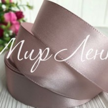 Атлас 2,5 см, бежево-серый, рулон 33 м