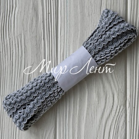 Тісьма кольорова з кантом, 1 см, сіра, рулон 9 м