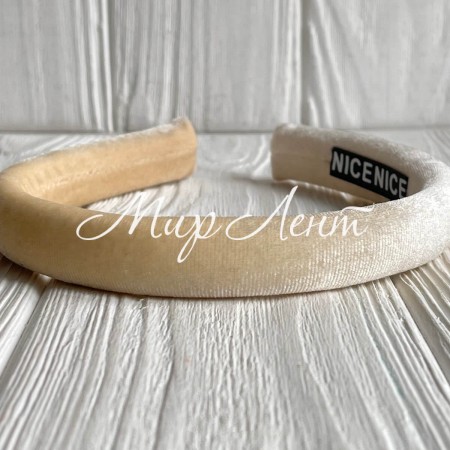 Обруч велюр-блеск тонкий, 1,8 см, молочный, шт.