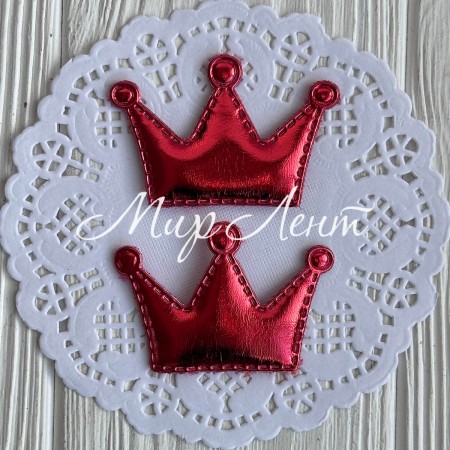 Аппликация/патч, корона (экокожа) велика, 5,5х3,8 см, красная, упаковка 20 шт.