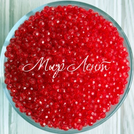 Кришталь круглий (акрил), 4 мм, червоний, упаковка 500 г