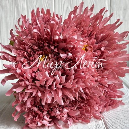 Букет хризантемы, 16х43 см, пудрово-розовый, букет з 5 шт.