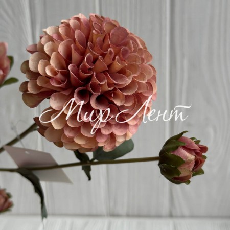 Ветка георгины, 68 см, бежево-пудровая, шт.