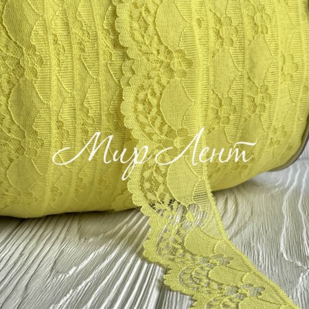 Мереживо нестрейчеве Аркадія, 4 см, жовте, рулон 270 м