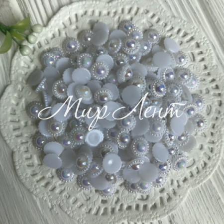 Серединка круг ромашка (перламутр), 11 мм, белый, упаковка 250 грам