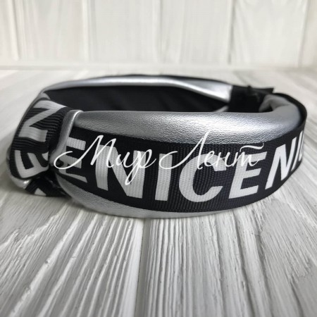 Обруч чалма из экокожи (Nice широкая), 4 см, серебряный, шт.