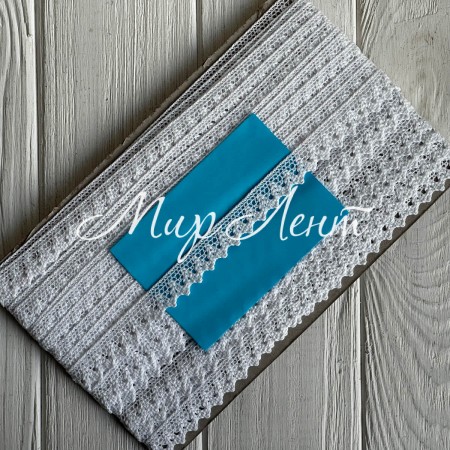 Кружево вязаное (D30098 / 2774), 1,5 см, белое, рулон 13 м