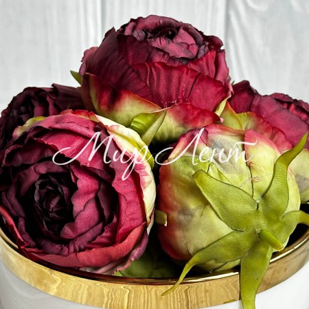 Бутон английской розы, 5-6 см, бордовый, упаковка 20 шт.