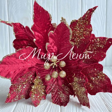 Пуансеттия бархатная (С30257), 31х30 см, красная, шт.