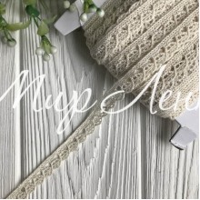 Кружево вязаное (D03501), молочное, 10 мм, рулон 45 м