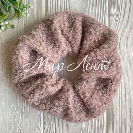 Скранч каракуль букле, 13 см, бежево-розовый, шт.