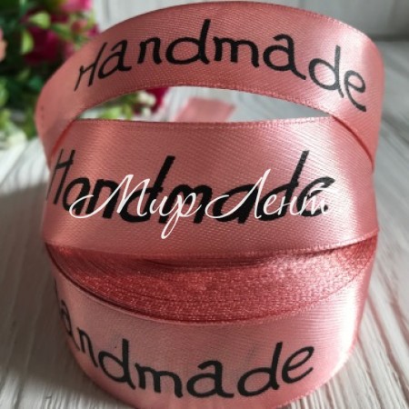 Атлас 2,5 см, Hand made New, пудровый, рулон 18 м