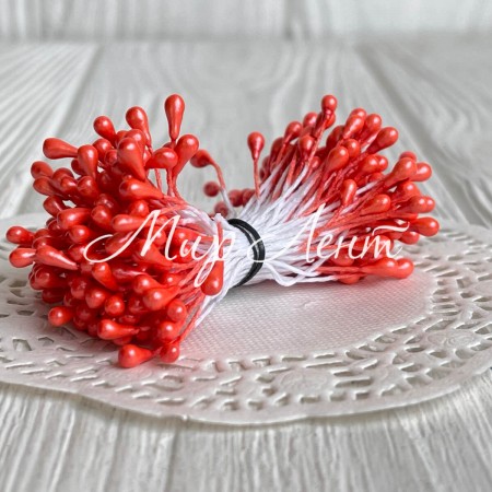 Тычинки маленькие, 2 мм, персиково-коралловые, пучок 1800 шт.