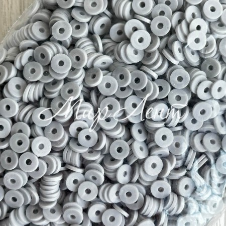 Плоскі намистини, 6 мм, сірі, маленька упаковка 50 г