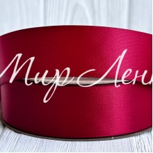 Атлас двусторонний (премиум), 2,5 см, красный бархат, рулон 23 м