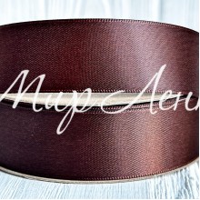 Атлас двусторонний (премиум), 2,5 см, коричневый, рулон 23 м