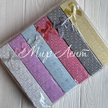 Набор коробочек для украшений прямоугольный, 21х4,3 см, узор с парчовым бантиком, УПАКОВКА 12 шт.