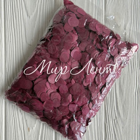 Наповнювач конфеті (кружечки), 12 мм, бордовий, упаковка 100 г 