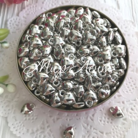 Подвеска сердечко (метал), 0,8 см, серебро, упаковка 250 г