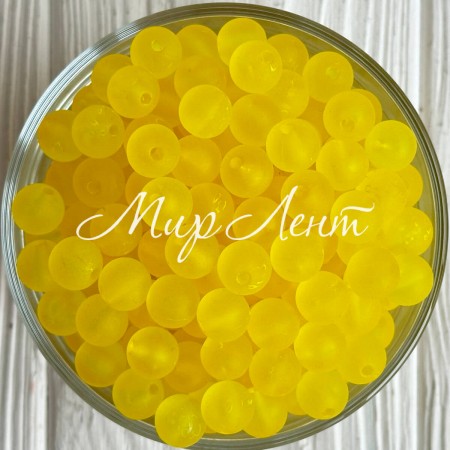 Бусина прозора матова, 8 мм, жовта, упаковка 500 г