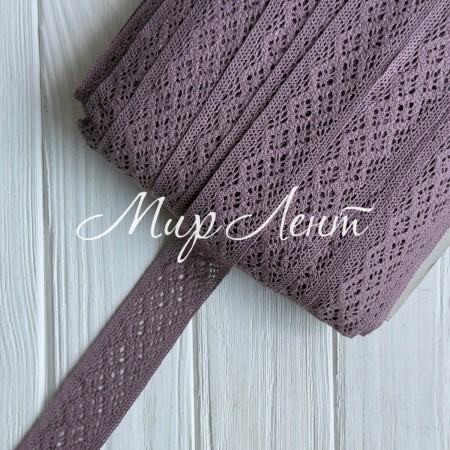 Кружево вязаное (D30038), кофейное, 4 см, большой рулон 90 м