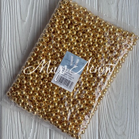 Намистини гальваніка, 10 мм, золото, упаковка 500 грам