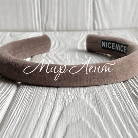 Обруч велюр тонкий, 1,8 см, кофейный, шт.