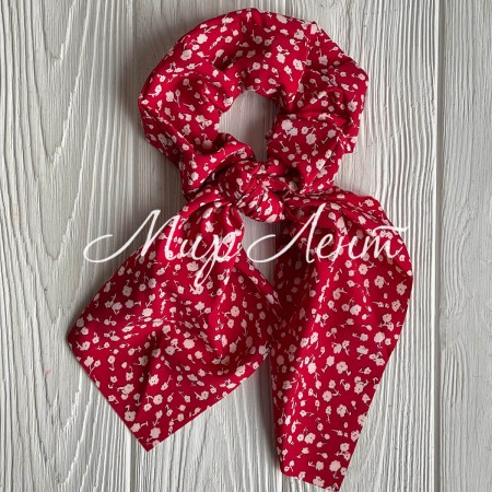 Резинка Твилли жатка в цветочек, 27 см, красная с белым, шт.