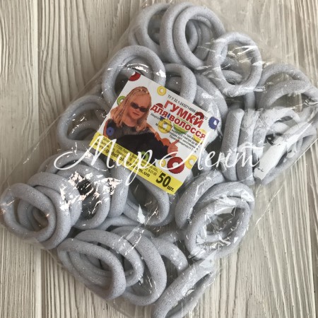 Резинка Калуш с люрексом, 3,5 см, белая, упаковка 50 шт.