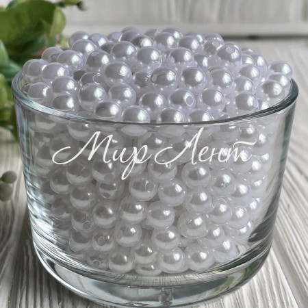 Жемчуг, 14 мм, белый (пластик), упаковка 500 г