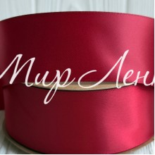 Атлас двусторонний (премиум), 3,8 см, красный бархат, рулон 23 м