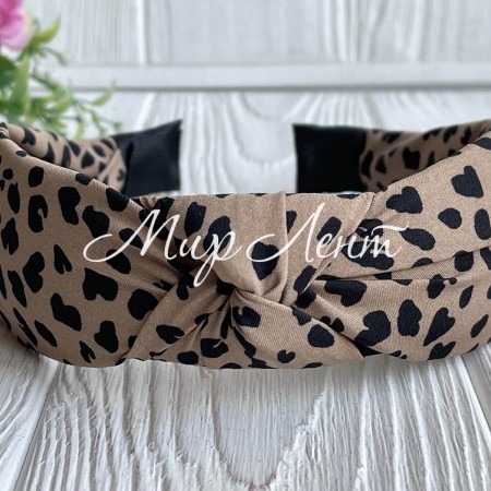 Обруч чалма софт леопард, 4 см, кофейный, шт.