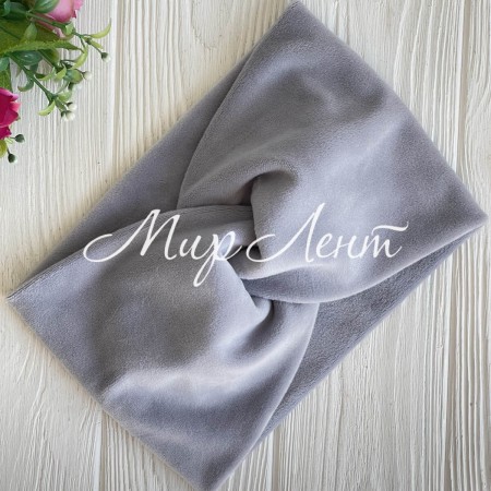 Пов'язка спорт велюр широка, 14 см, сірий, шт.