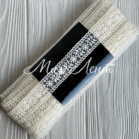 Кружево органзовое (D30104), 2,3 см, молочное, рулон 13 м