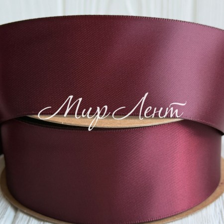 Атлас двусторонний (премиум), 3,8 см, бургунди, рулон 23 м