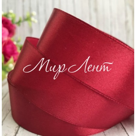 Атлас 2,5 см, марсала, рулон 33 м