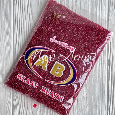 Бисер прозрачный, размер 12/0, бордовый (25С), упаковка 400 г