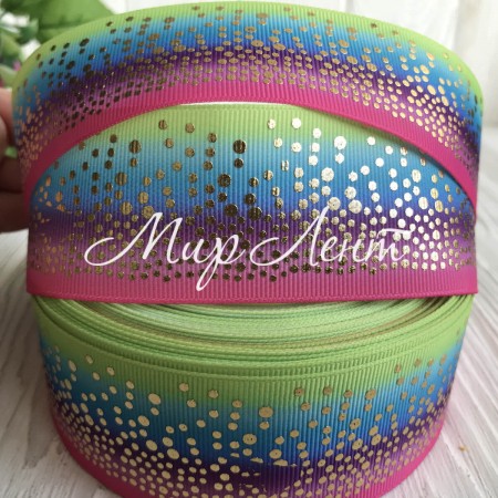 Репс с россыпью (фольга), 4 см, яркий радужный, рулон 23 м